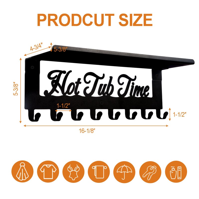 Topspeeder Hot Tub Towel Rack 8 Hooks Hot Tub Accessories with Shelf Bathroom Towel Holder Organizer Outdoor Wall Mount Decor in Bath Hot Spring Swim Pool Hotel - Image 2